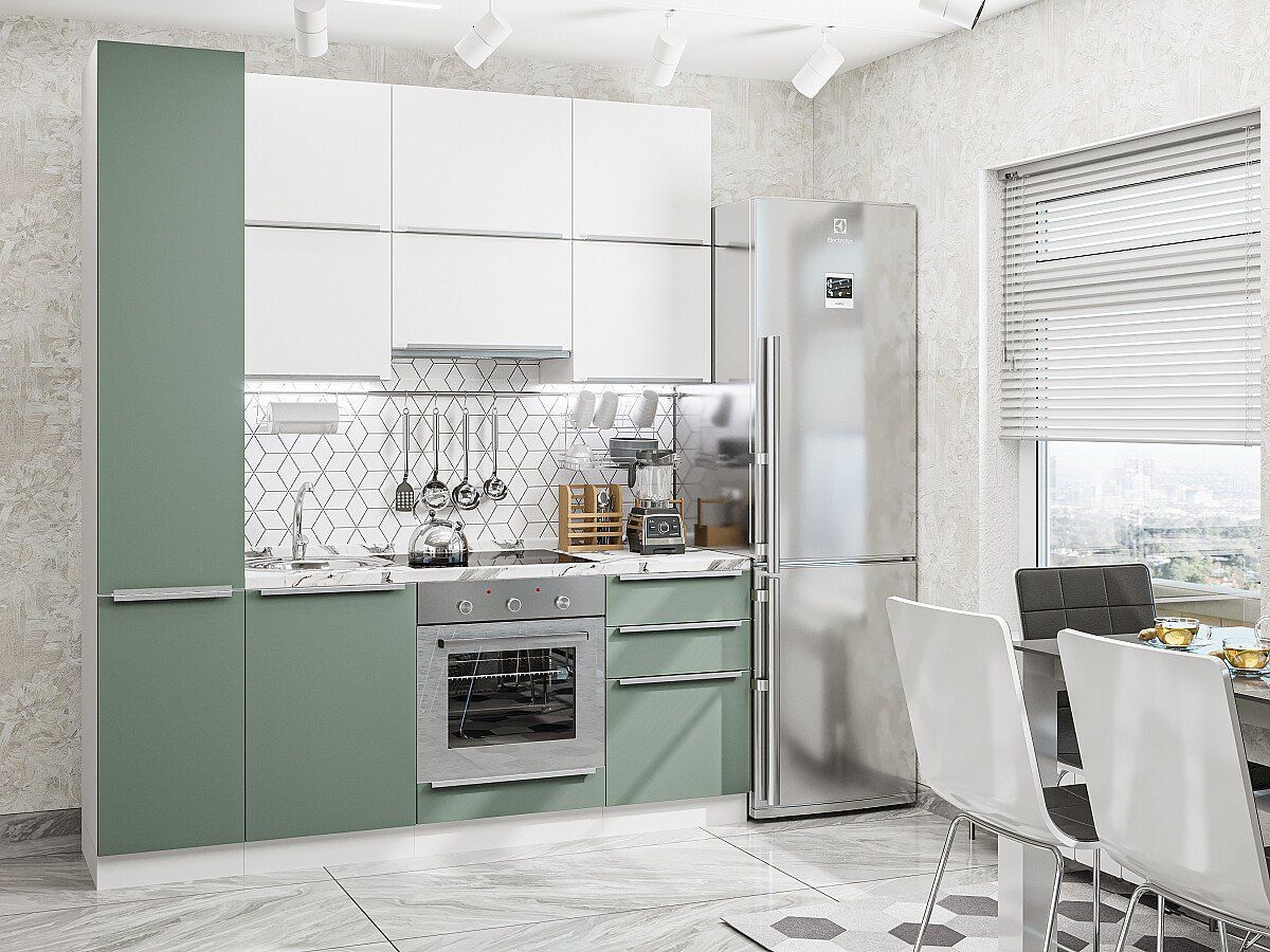 Кухня Фьюжн-06 Silky White-Silky Mint, Белый