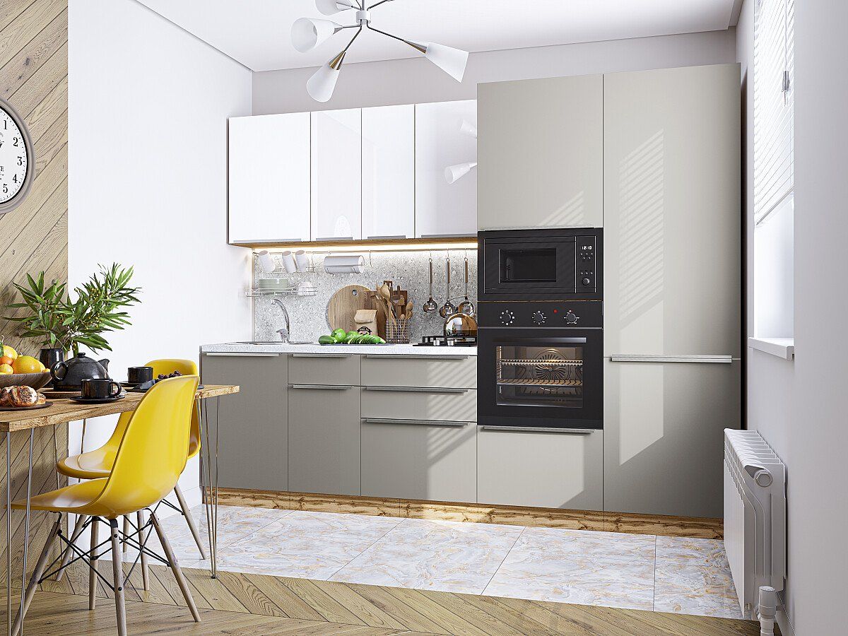 Кухня Фьюжн-07 Angel-Silky Grey, Дуб Вотан