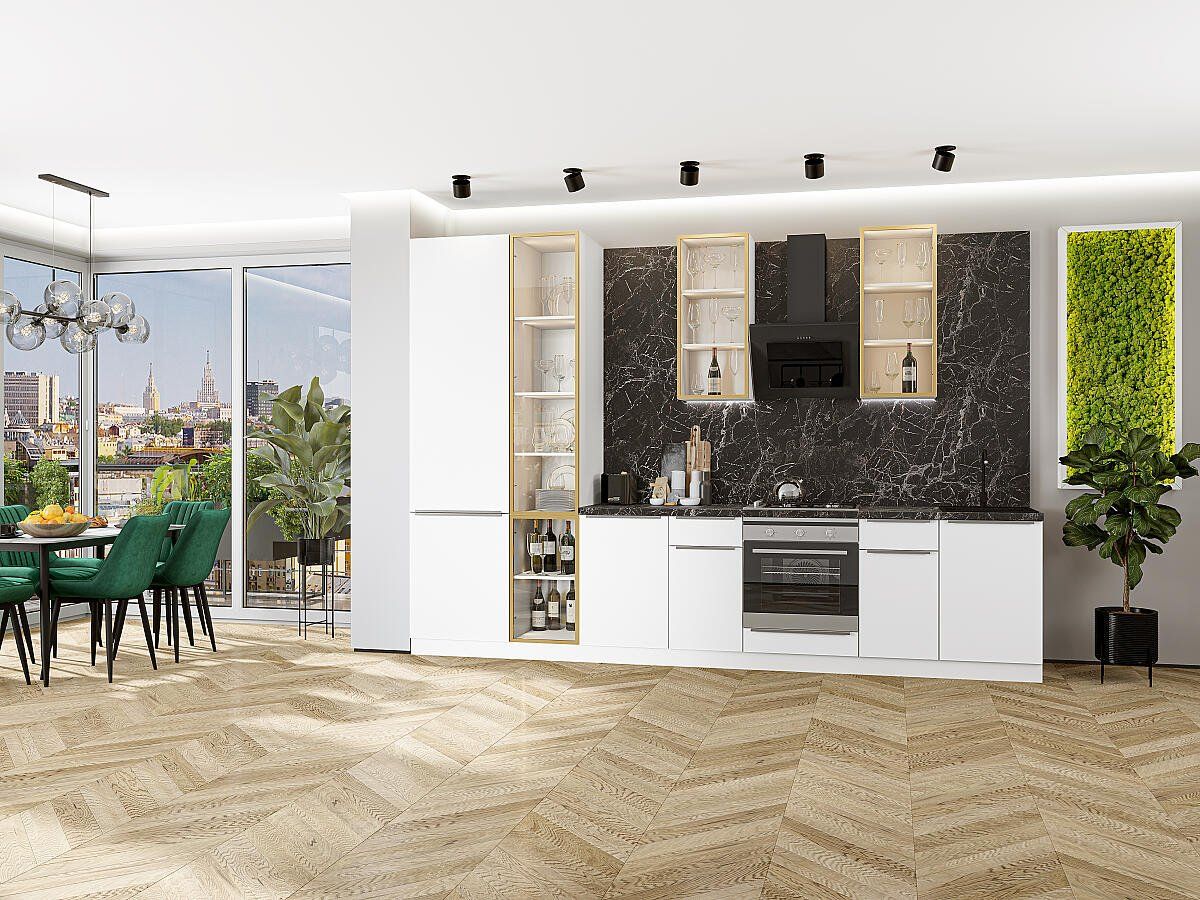 Кухня Фьюжн-08 Silky White, Белый