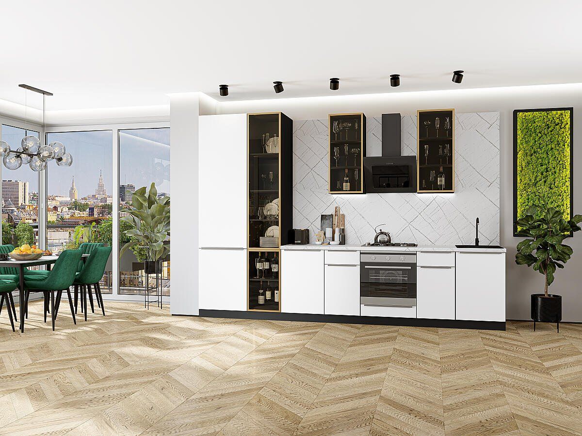 Кухня Фьюжн-08 Silky White, Graphite