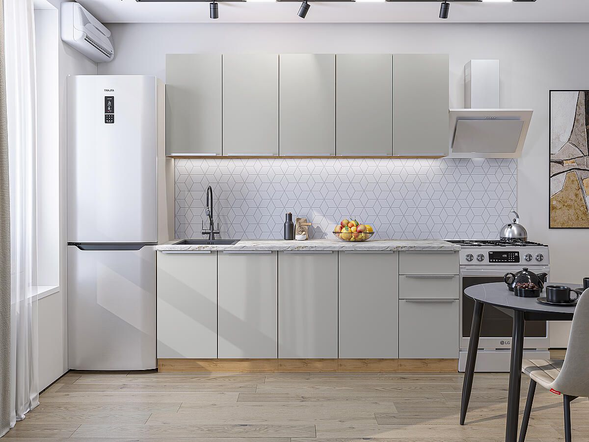 Кухня Фьюжн-11 Silky Light Grey, Дуб Вотан