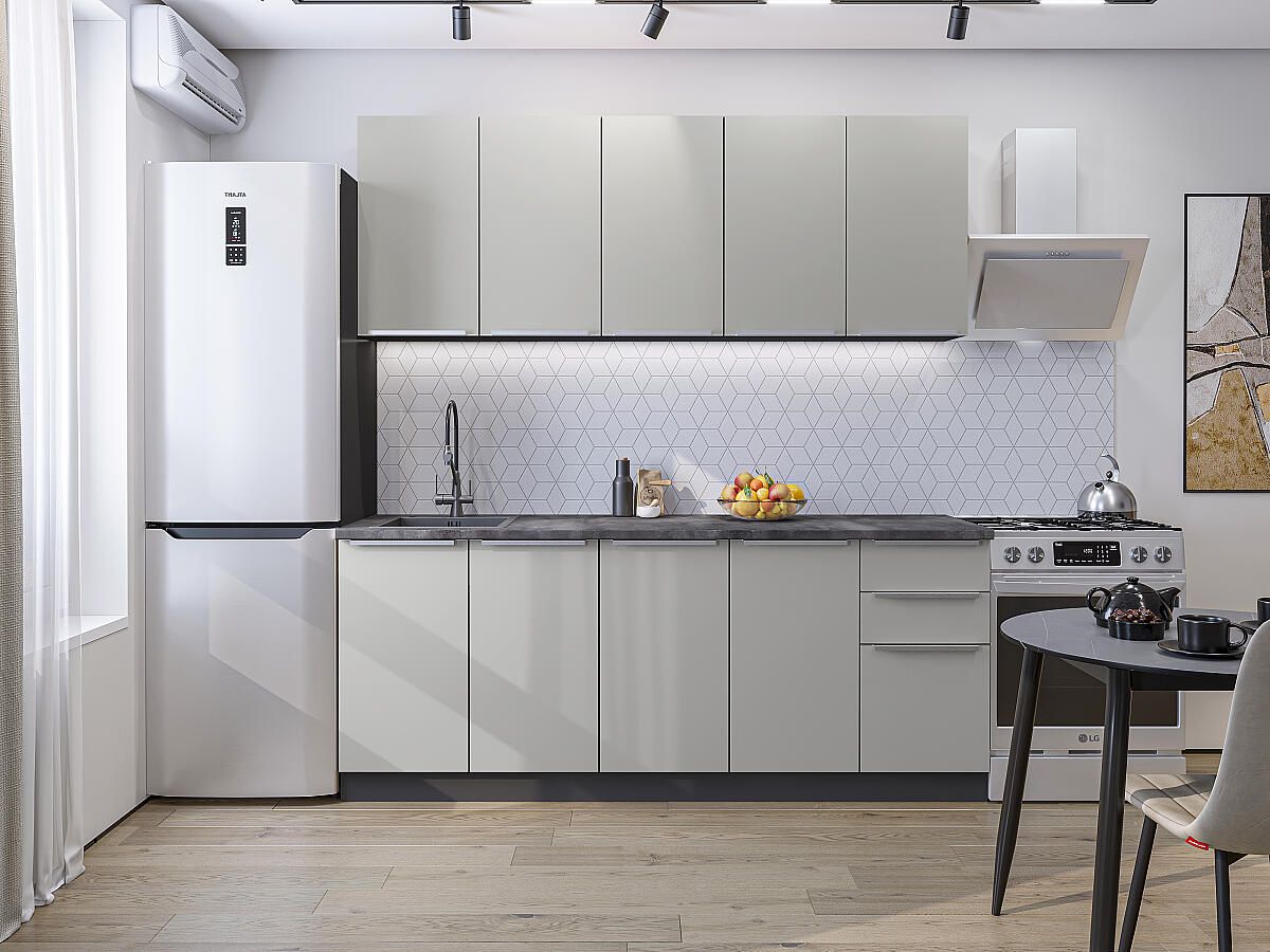 Кухня Фьюжн-11 Silky Light Grey, Graphite