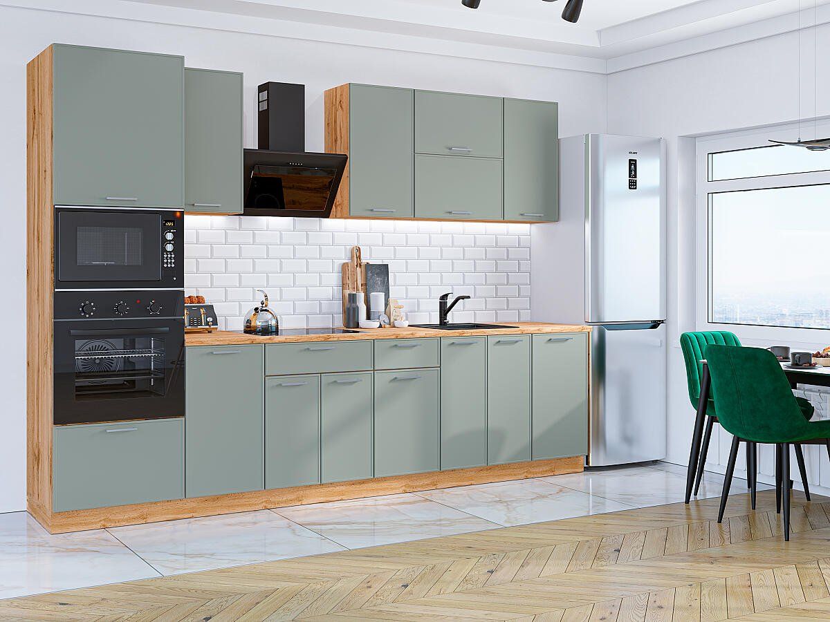 Кухня Квадро-01 Аквамарин, Дуб Вотан