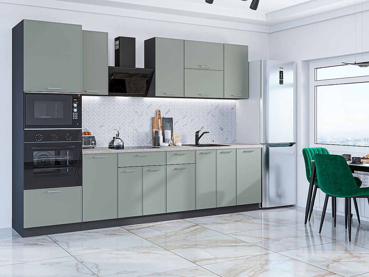 Кухня Квадро-01 Аквамарин, Graphite
