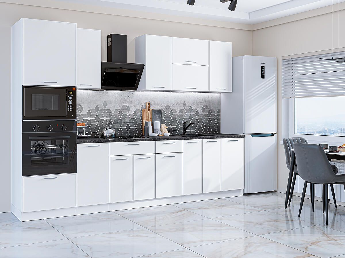 Кухня Квадро-01 Белый, Белый
