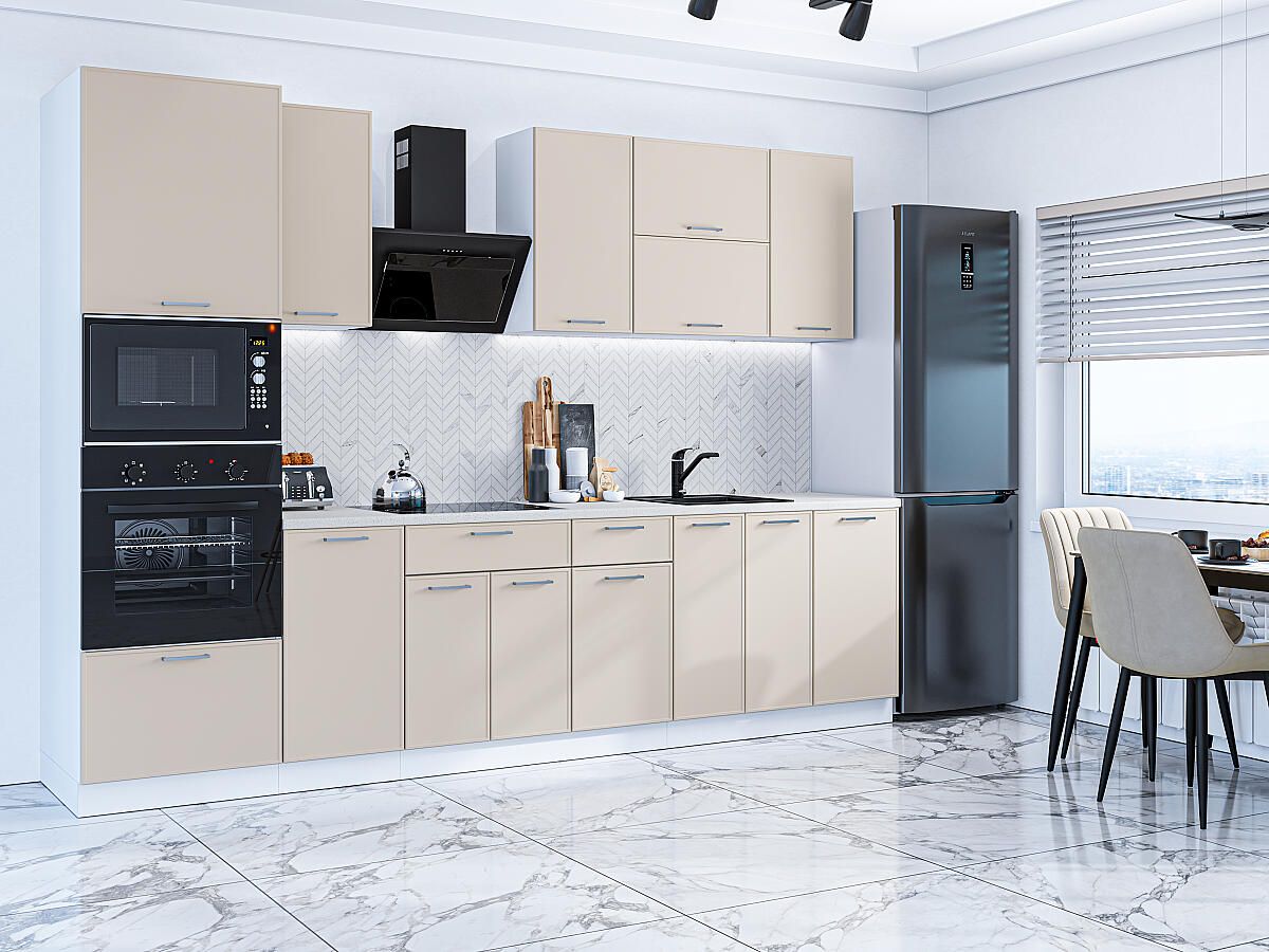 Кухня Квадро-01 Кашемир, Белый