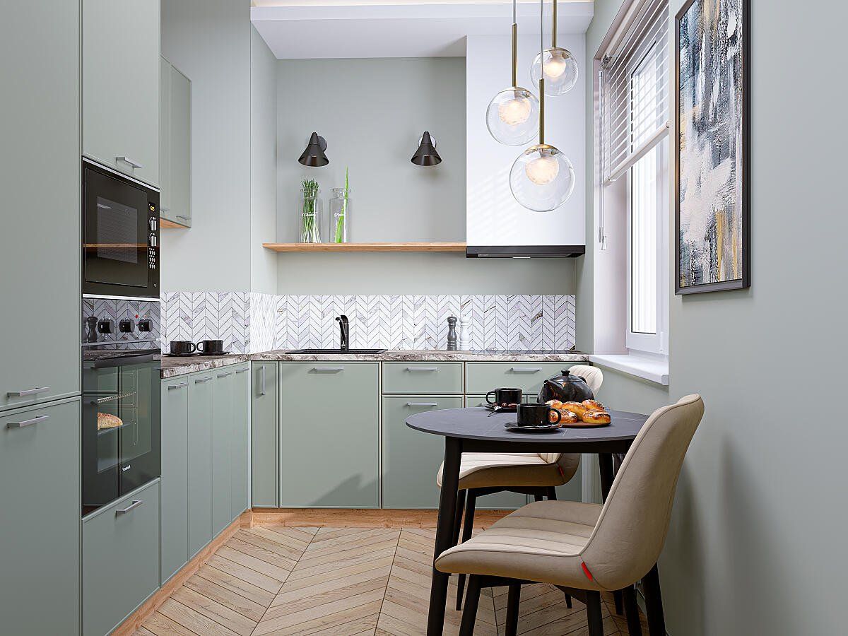 Кухня Квадро-02 Аквамарин, Дуб Вотан