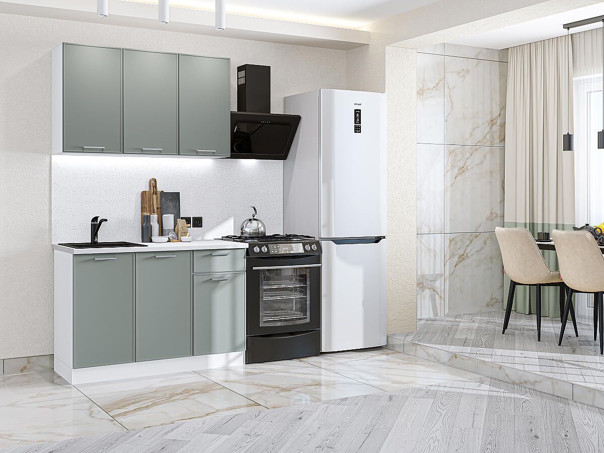 Кухня Квадро-03 Аквамарин, Белый