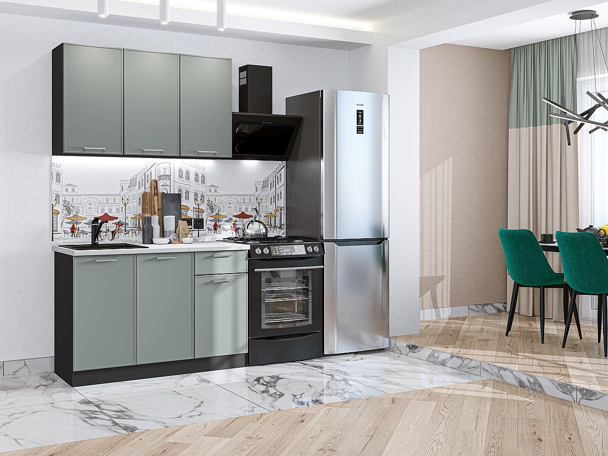 Кухня Квадро-03 Аквамарин, Graphite