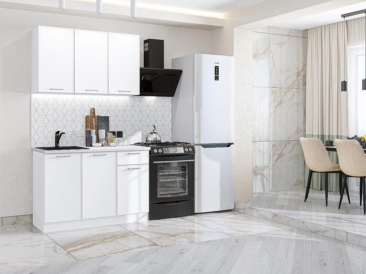 Кухня Квадро-03 Белый, Белый