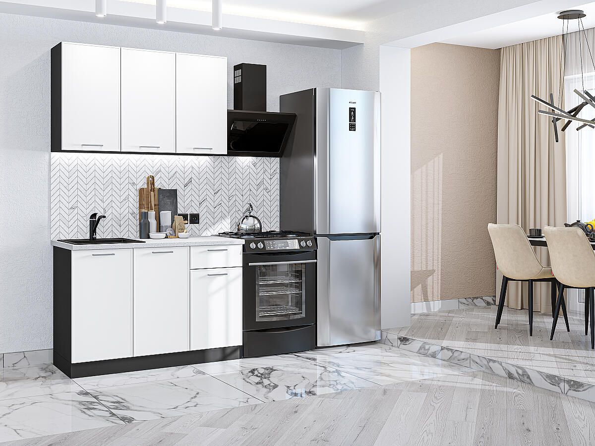 Кухня Квадро-03 Белый, Graphite