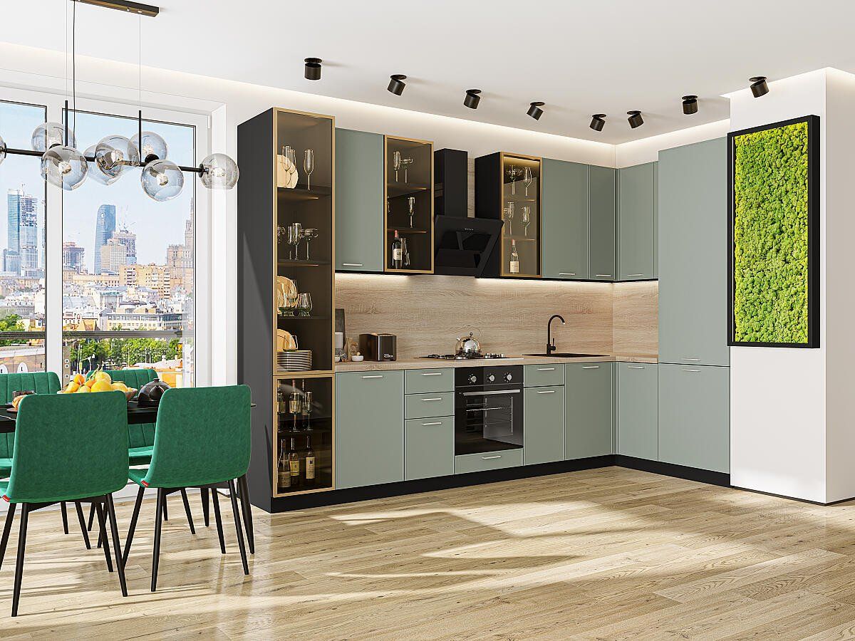 Кухня Квадро-04 Аквамарин, Graphite