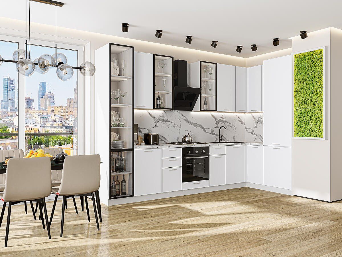 Кухня Квадро-04 Белый, Белый