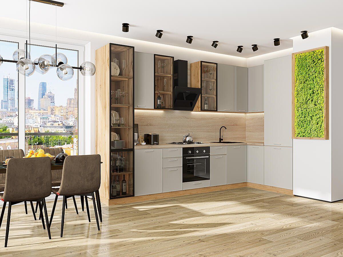 Кухня Квадро-04 Кашемир, Дуб Вотан