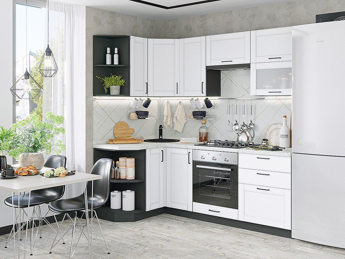 Кухня Лофт-03 Super White, Graphite