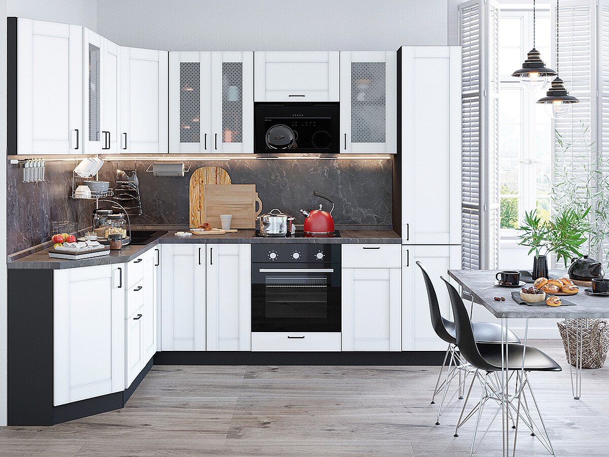 Кухня Лофт-04 Super White, Graphite