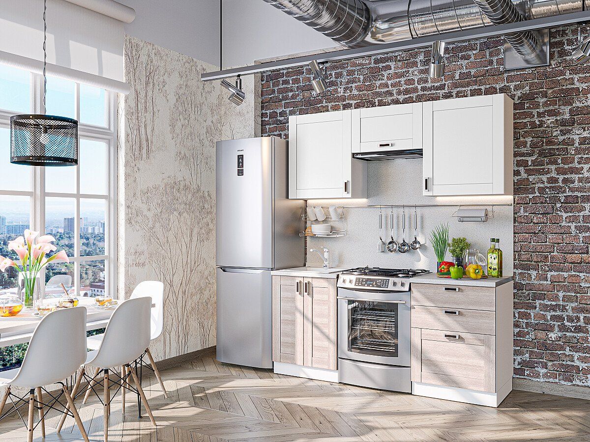 Кухня Лофт-05 Super White-Cappuccino Veralinga, Белый