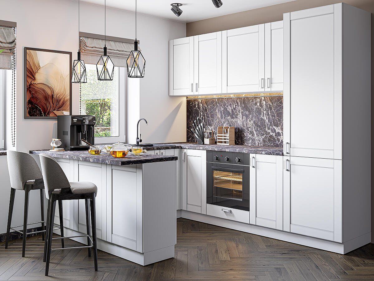 Кухня Лофт-06 White Silk, Белый