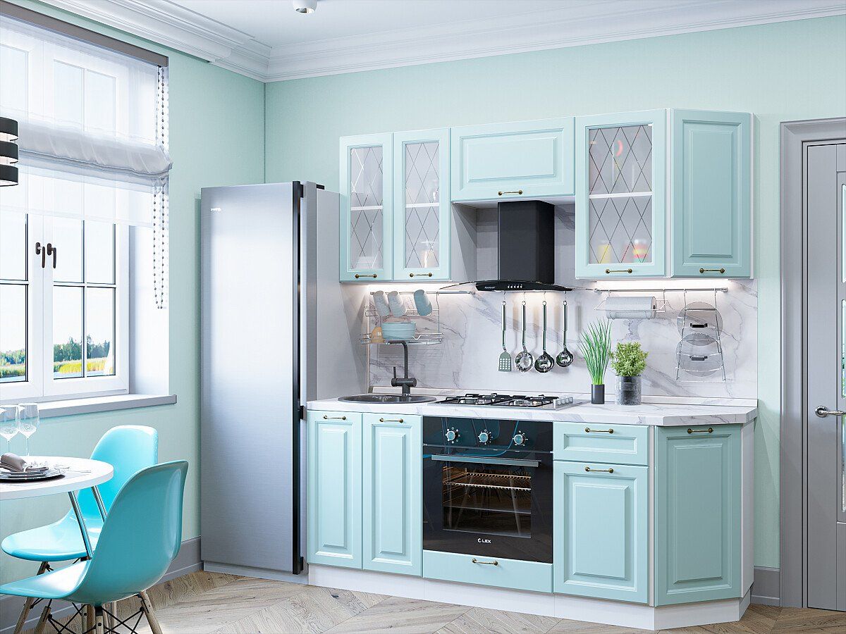 Кухня Ницца-01 Голубой, Белый
