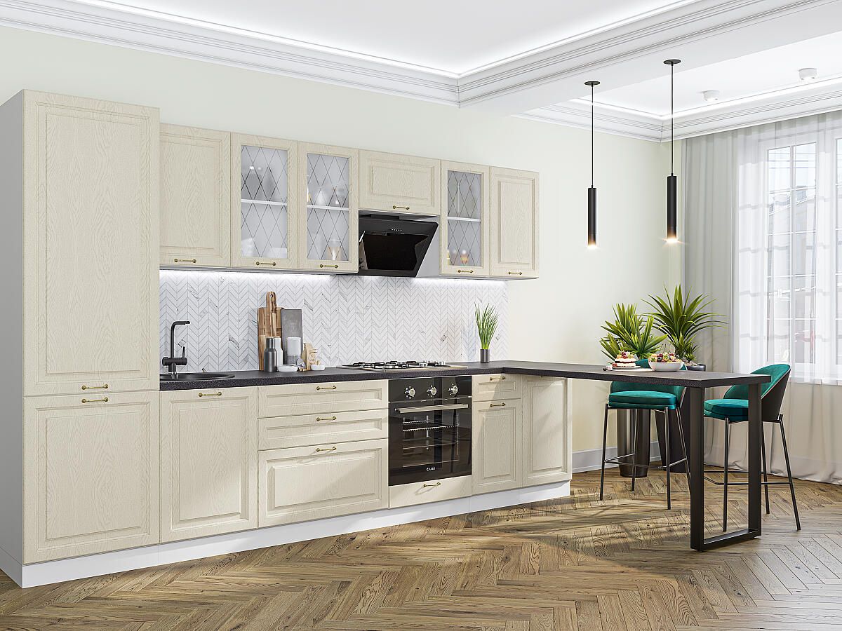 Кухня Ницца-02 Дуб крем, Белый