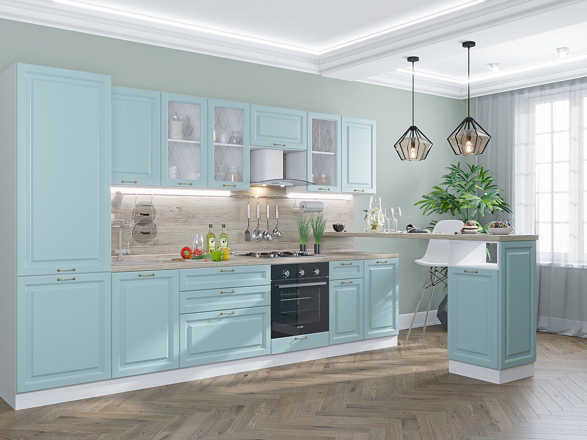 Кухня Ницца-02 Голубой, Белый