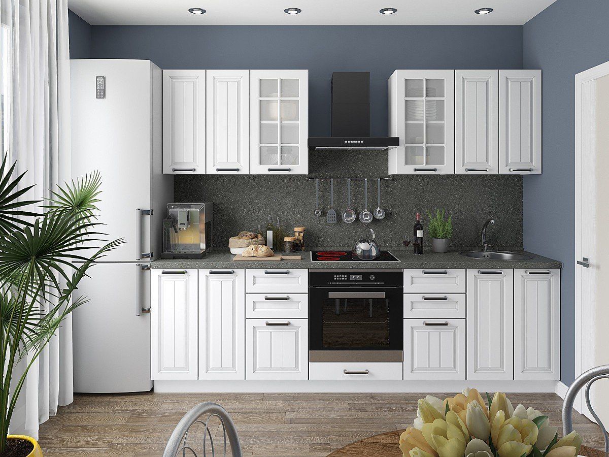 Кухня Прага-01 Белое дерево, Белый