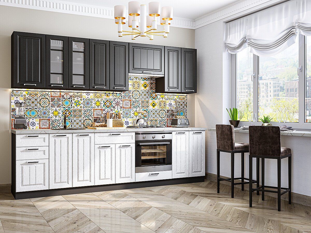 Кухня Прага-02 Венге Премиум-Белое дерево, Graphite