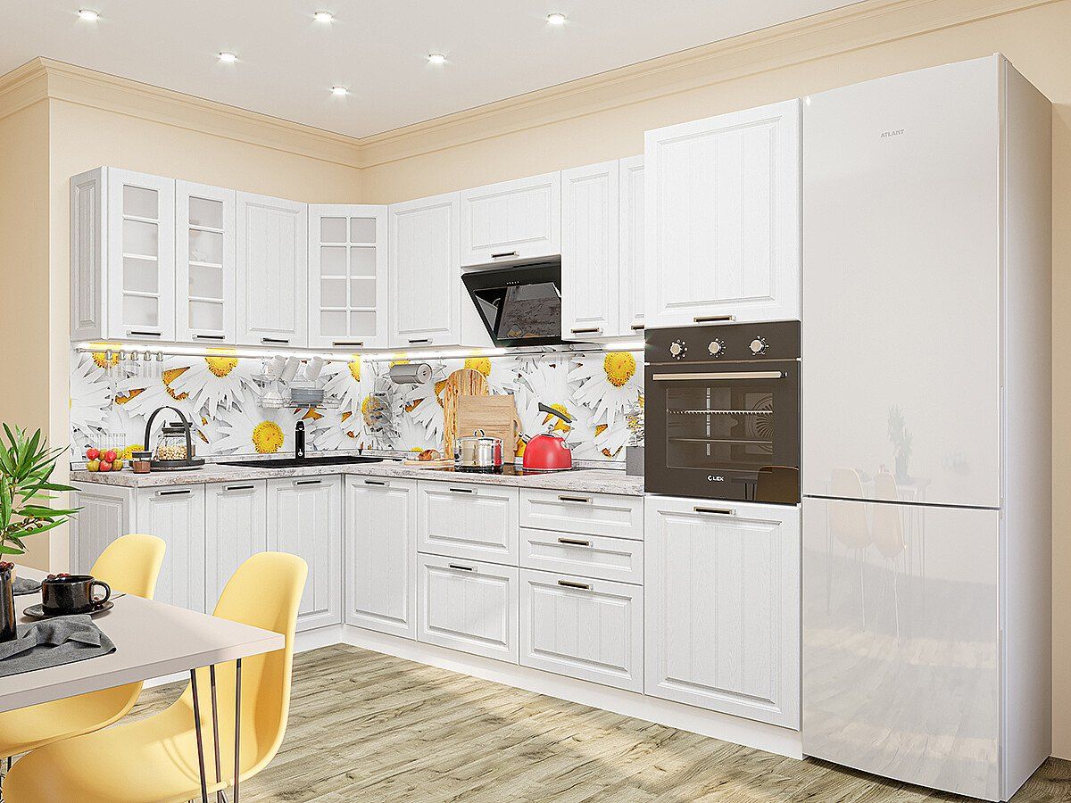 Кухня Прага-03 Белое дерево, Белый