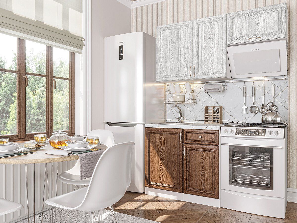 Кухня Шале-04 White Dreamline-Brown Dreamline, Белый