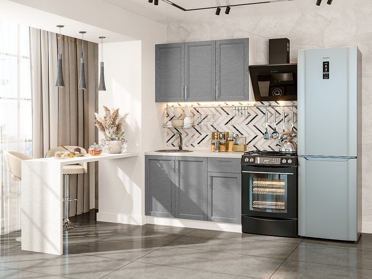 Кухня Сканди-05 Grey Softwood, Белый