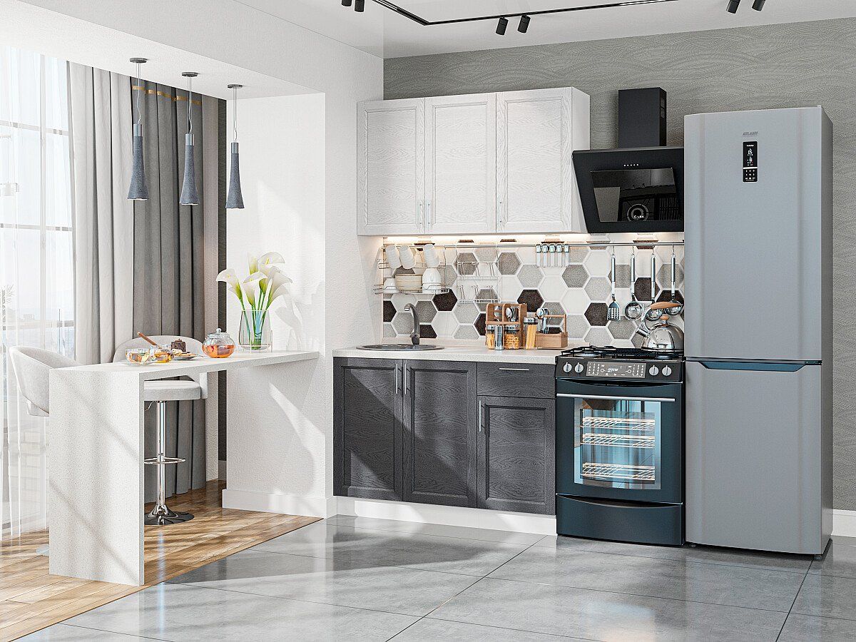 Кухня Сканди-05 White Softwood-Graphite Softwood, Белый