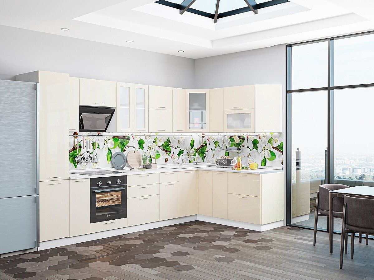 Кухня Валерия-М-05 Бежевый металлик, Белый