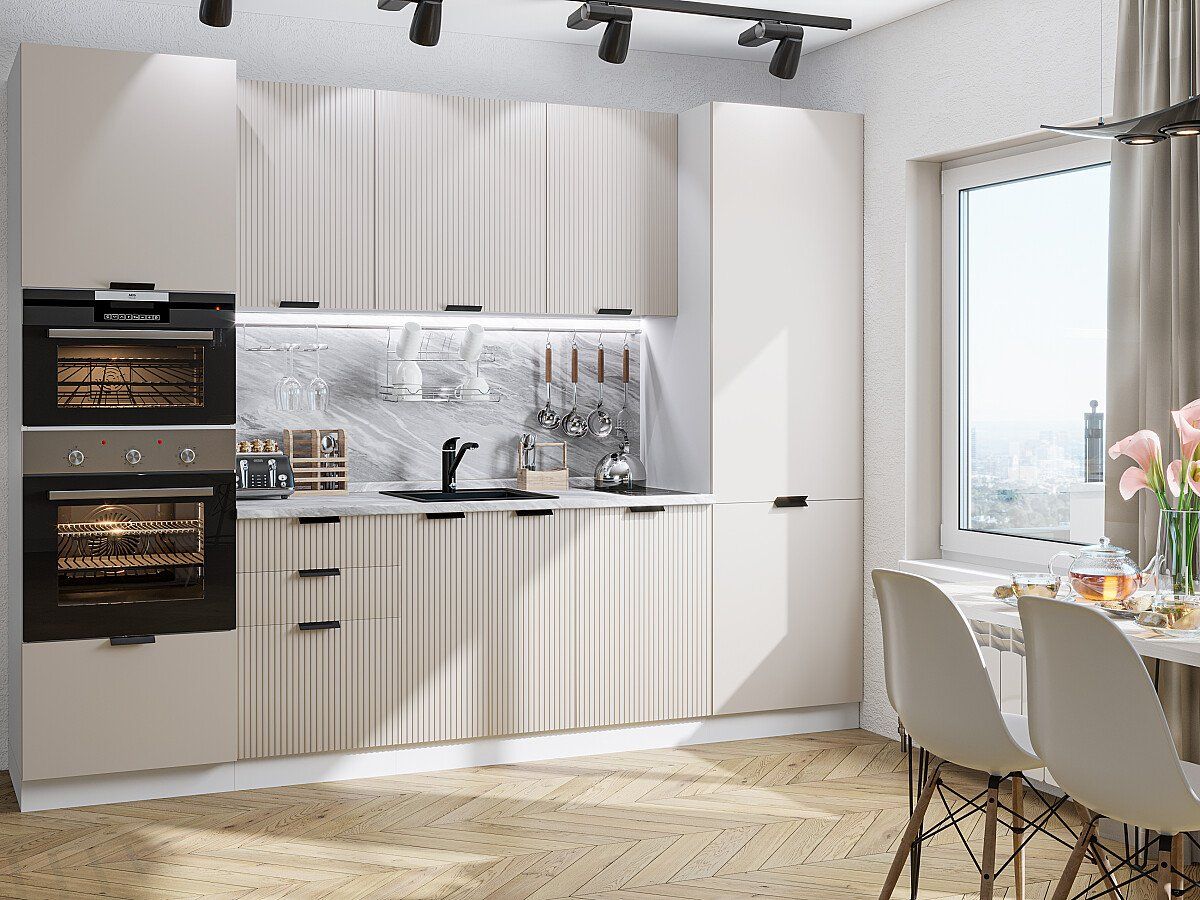 Кухня Евро Лайн-01 Агат, Белый