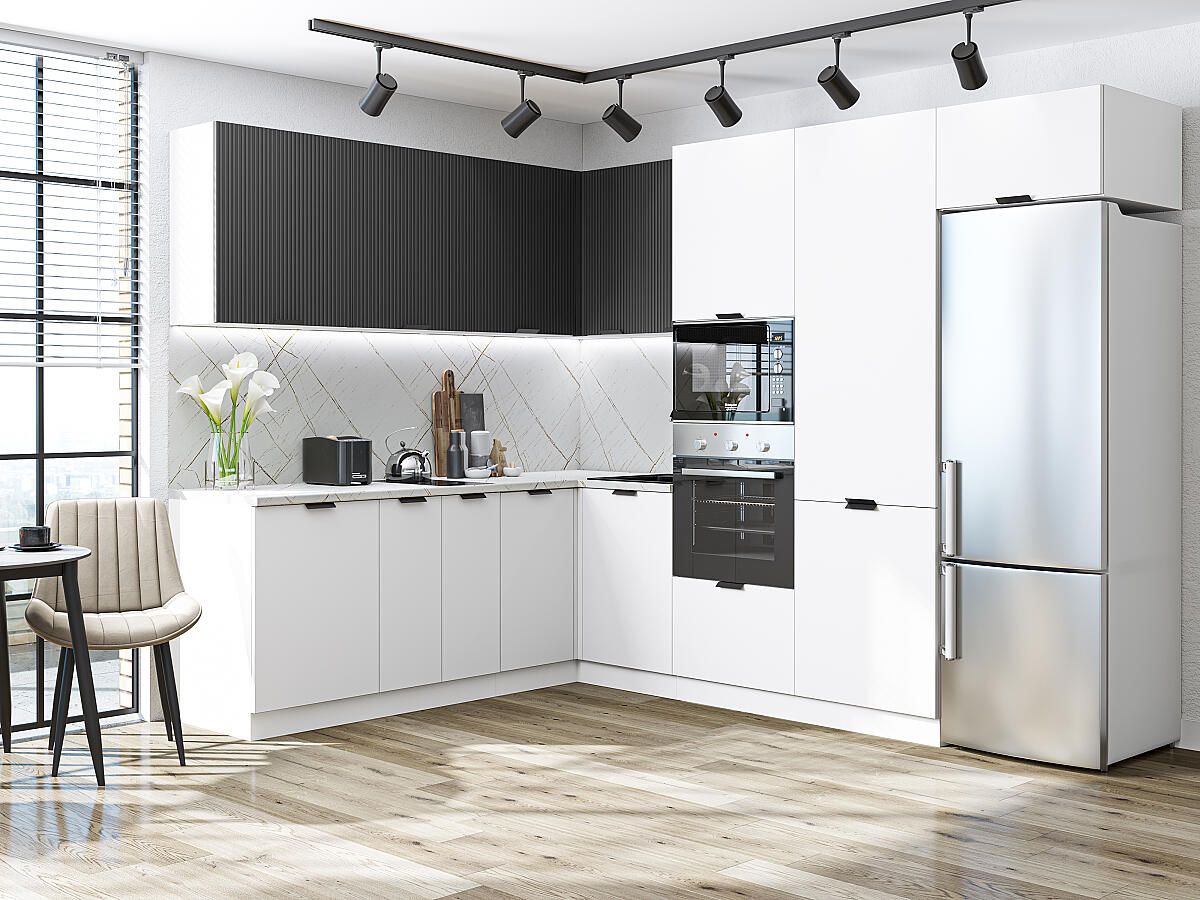 Кухня Евро Лайн-03 Антрацит-Белый, Graphite