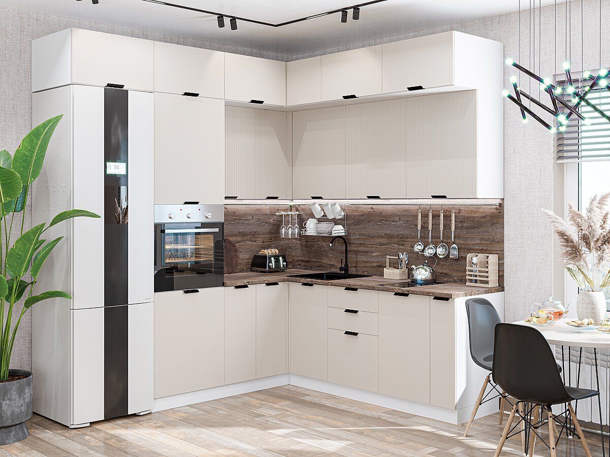 Кухня Евро Лайн-04 Агат, Белый