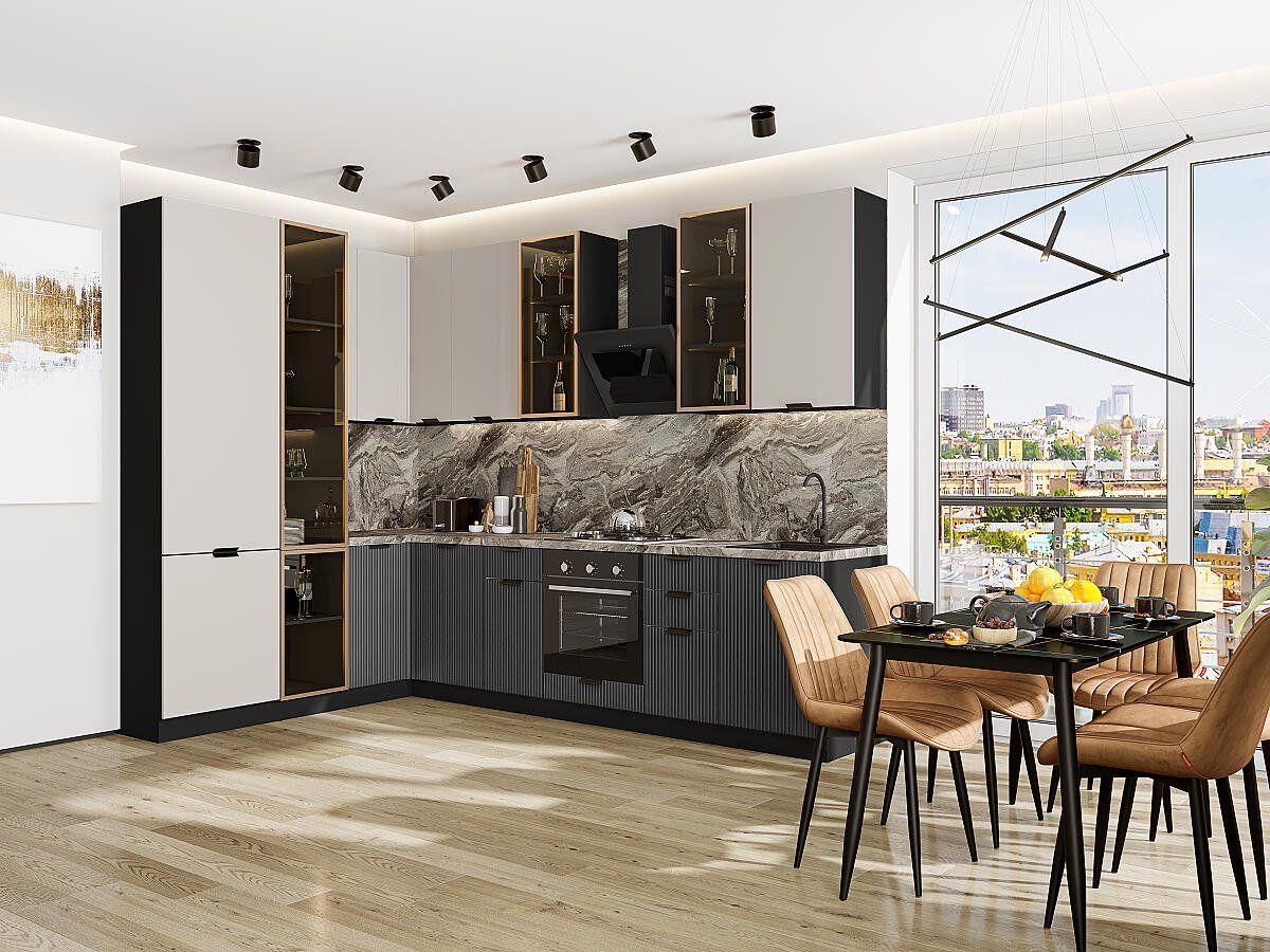 Кухня Евро Лайн-07 Агат-Антрацит, Graphite