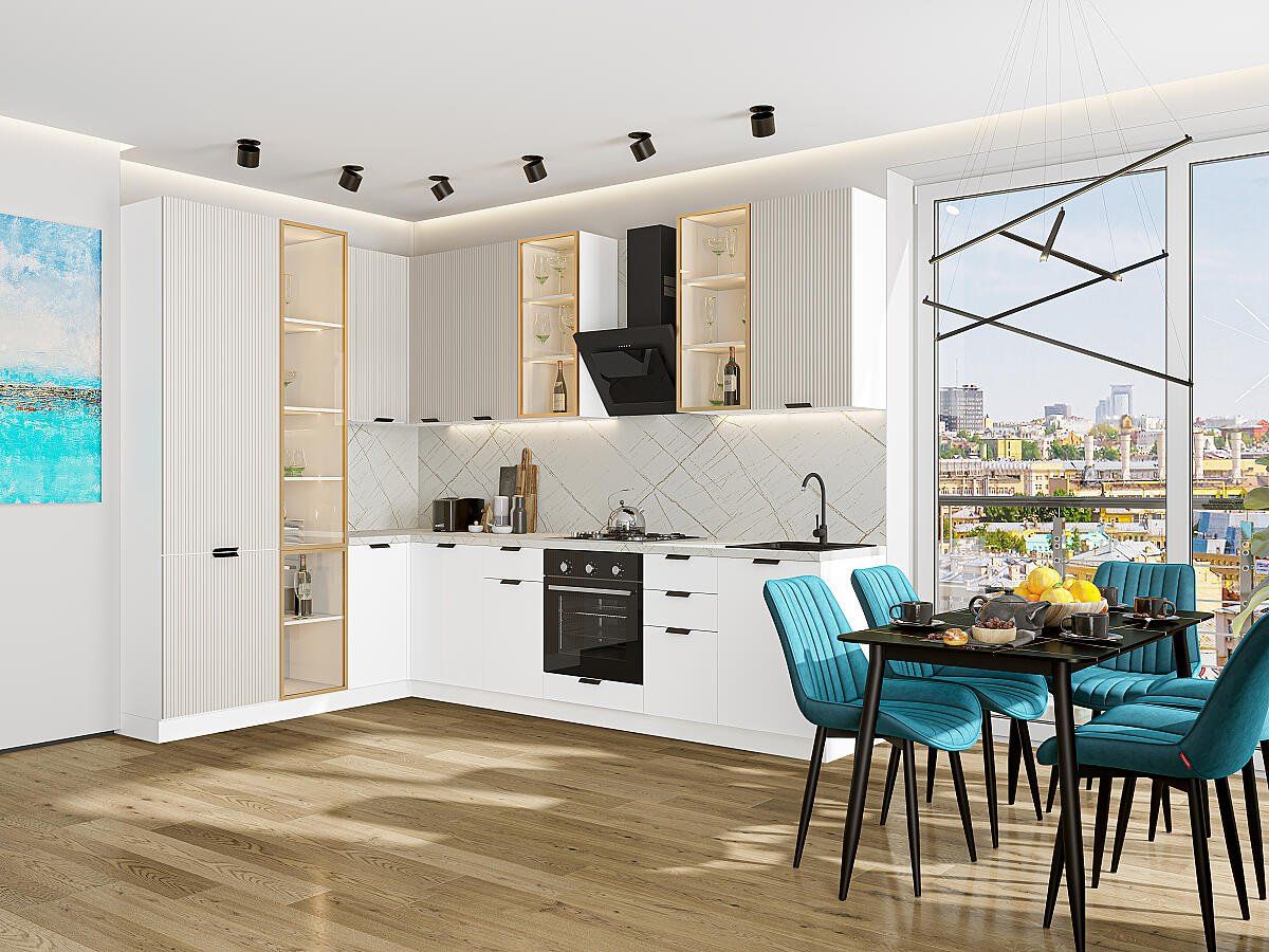 Кухня Евро Лайн-07 Агат-Белый, Белый