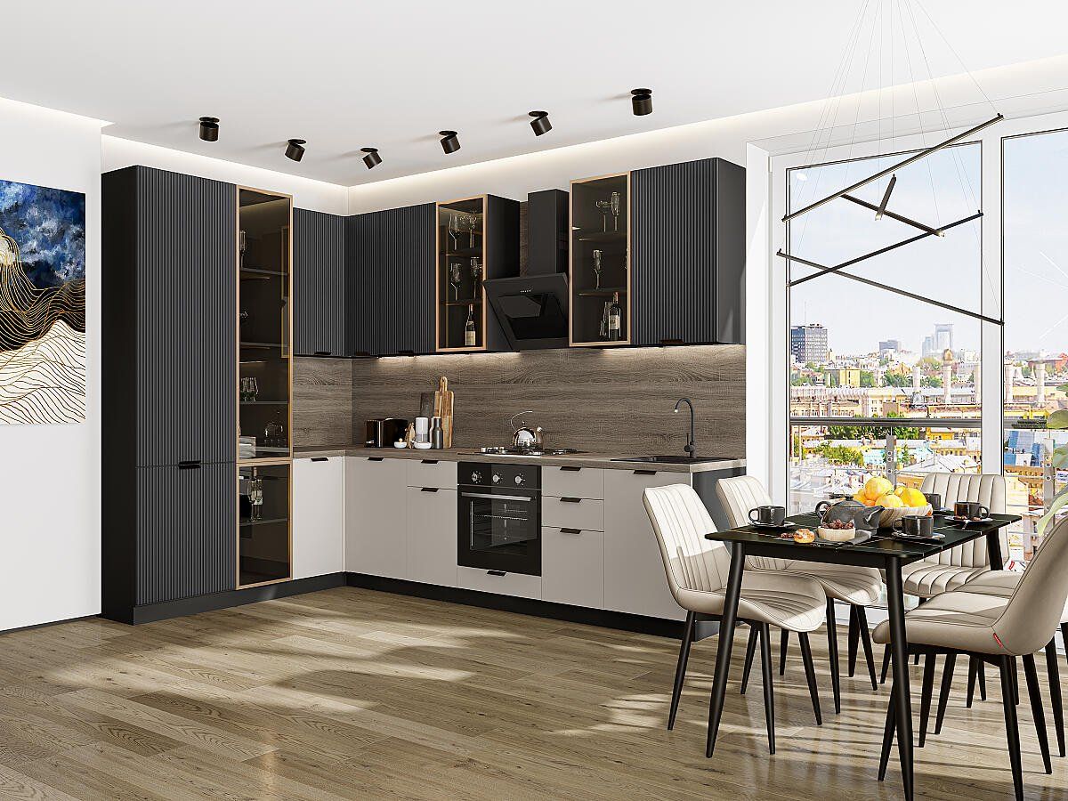 Кухня Евро Лайн-07 Антрацит-Агат, Graphite