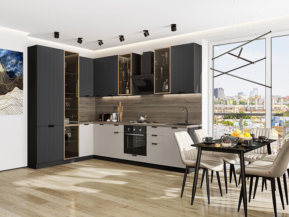 Кухня Евро Лайн-07 Антрацит-Агат, Graphite