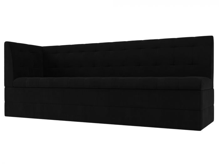 100382L Кухонный диван Бриз с углом слева | Микровельвет | Черный