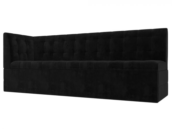 106971L Кухонный диван Бриз с углом слева | Велюр | Черный