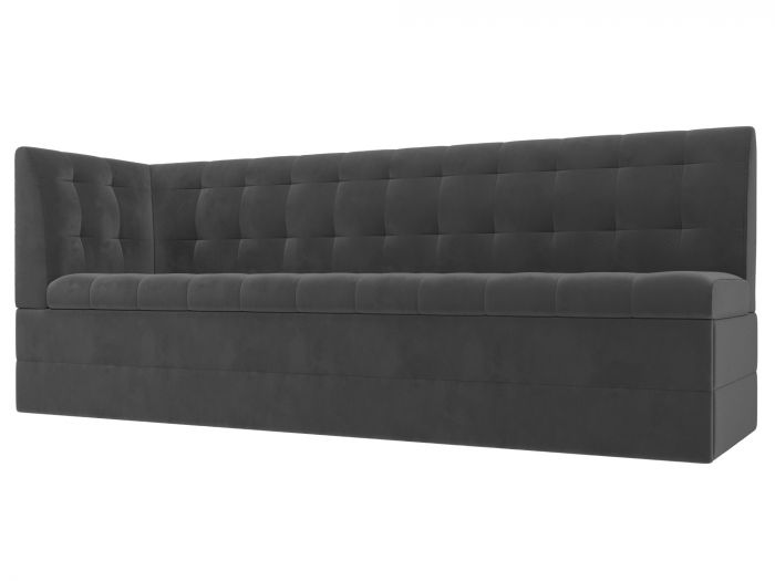 106970L Кухонный диван Бриз с углом слева | Велюр | Серый
