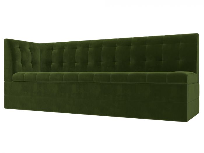 100379L Кухонный диван Бриз с углом слева | Микровельвет | Зеленый