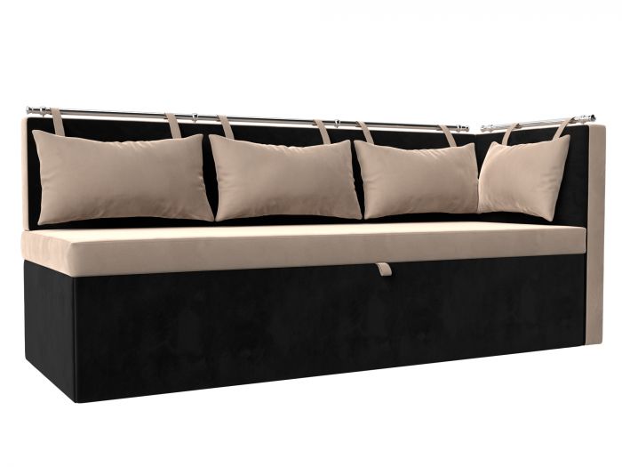 105030 Кухонный диван Метро с углом | Велюр | Бежевый | Черный