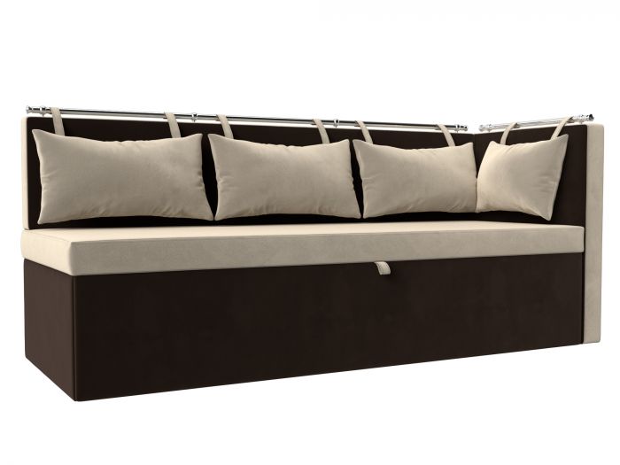 105022 Кухонный диван Метро с углом | Микровельвет | бежевый | коричневый