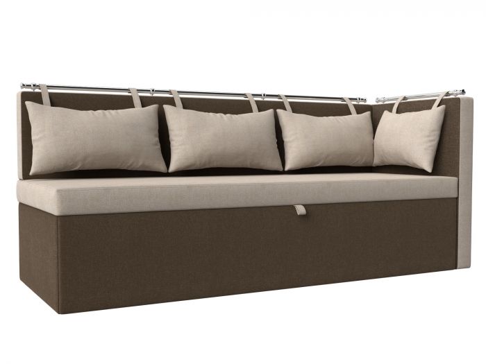 105035 Кухонный диван Метро с углом | Рогожка | бежевый | коричневый