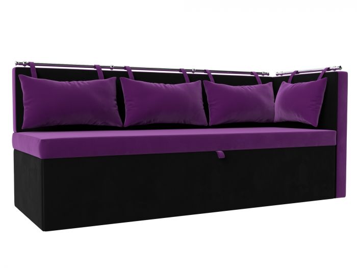28576 Кухонный диван Метро с углом | Микровельвет | Фиолетовый | Черный