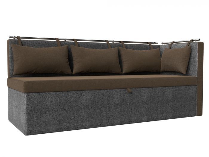 105038 Кухонный диван Метро с углом | Рогожка | коричневый | Серый