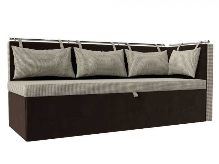 114080 Кухонный диван Метро с углом правый | Корфу | Микровельвет | Корфу 02 | коричневый