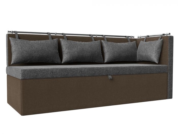 114091 Кухонный диван Метро с углом правый | Рогожка | Серый | коричневый